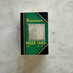 VINTAGE BOX OF DENNISON INDEX TABS AND REINFORCEMENTS